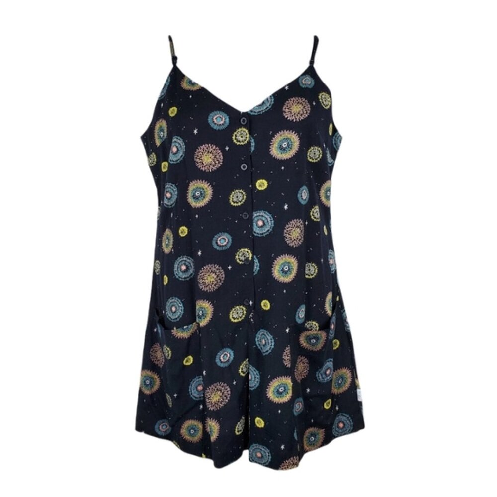 RCVA Luke Pelletier Sleeveless Black Fireworks Print Romper Size M